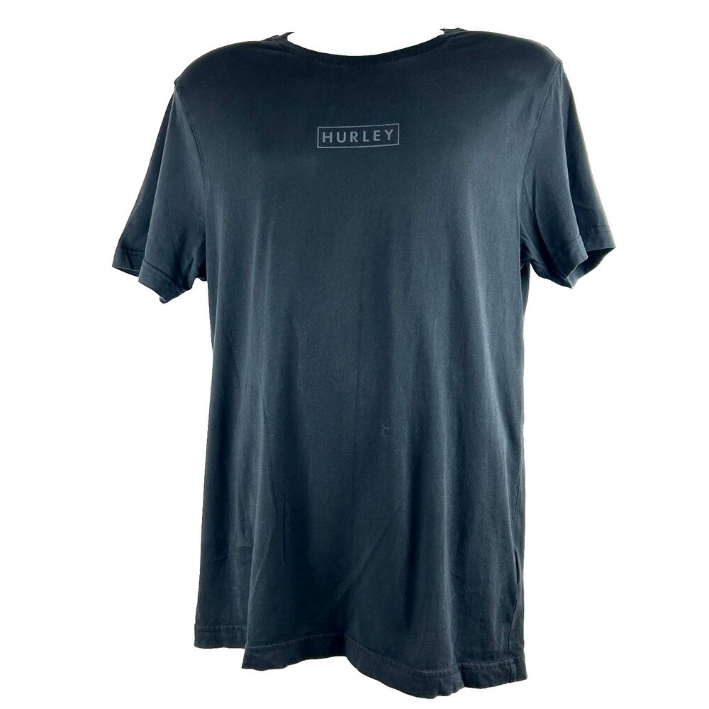 Hurley Black T Shirt Boxed Logo Casual Short Sleeve Crewneck Mens Large Tee Surf
